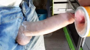 The guy after work in the office fucks an artificial vagina