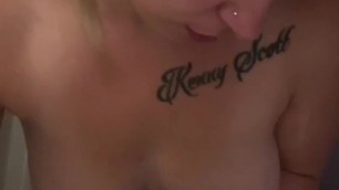 Stepbrother and stepsister share shower together things get extremely wet and soapy.