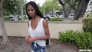 Sexy ebony gets paid to suck BWC