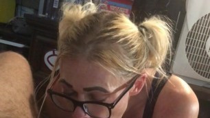 Cute Blonde wife sucks dick