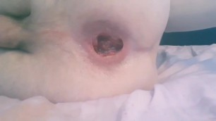 Soft femboys gaping his hole with corn