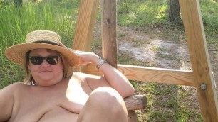 Mature BBW just relaxing on a swing in the woods (no audio)