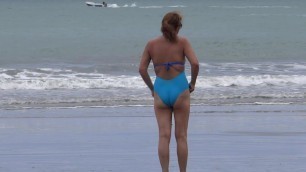 MY LATINA AND HAIRY WIFE AFTER THE BEACH MASTURBATES, ORGASM