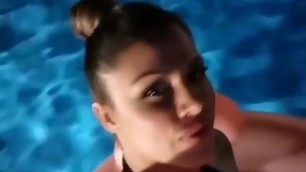 Serbian singer slut Sandra Afrika in the pool