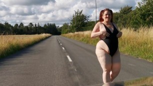 a little walk in a swimsuit