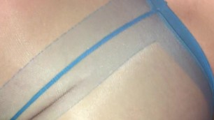 Wife in shiny pantyhose