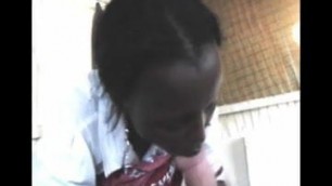 Kenyan hot babe  gives massage and blowjob for her white bf