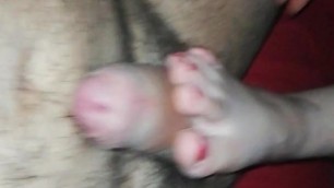 Footjob and pussy fuck with my wife