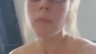 Saggy tit mom films herself masturbating to Orgasm