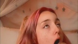 WATCH ME SUCK THIS DILDO & RIDE IT UNTIL A BIG SQUIRT