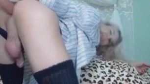 Sexy TS Plays her Massive Toy and Juicy cock