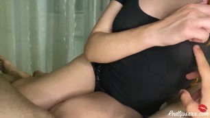 Hot Redhead Handjob & Riding on Big Dick Lover - Cum on Ass