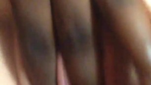 Slid her panties off and rubbed her big clit