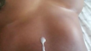 Hot interracial amateur couple cum on belly
