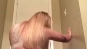 Blonde Slut Wife Rides Dildo In Bathroom