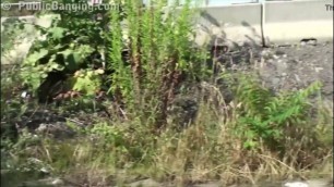 Cute blonde teen facial cum in public street sex gang bang threesome fuck orgy