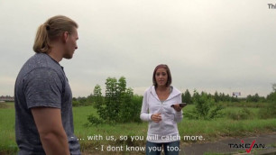 Takevan Cokachu hunter get busty perfect teen in car for sex trade
