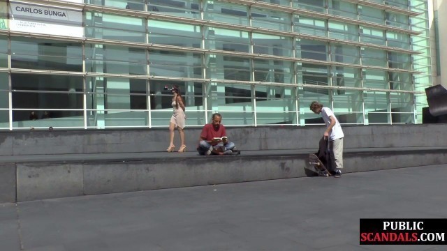 Real newbie gets public spanked and facefucked before jizz