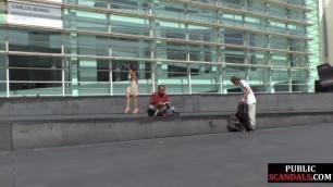 Real newbie gets public spanked and facefucked before jizz