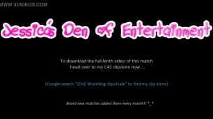 Bra and Panties Match (Strip-Wrestling Match) w, Loser gets strapped in a nappy (diaper) Sucks Cock!! ~ Roxi Keogh vs Vickie Pow