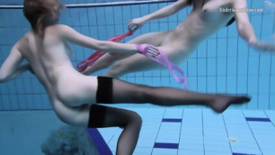 Andrejka And Aneta Swim Naked In The Swimming Pool