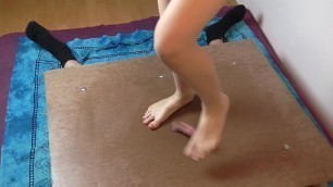 Footjob with cockcrush dancing, humiliation, singing and cumshot Porn Videos